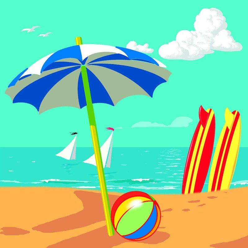 Up With Paper 3D Pop Up Greeting Card - BEACH CHAIRS, Multicolor, 5.5 x 5.5 (UP-WP-611) - Image 2